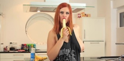 Busty Alexsis Faye Housewife In Kitchen Play With Banana And Cream